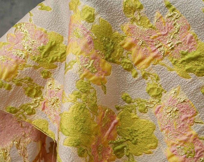 Luxury gold thread Embossed Jacquard Fabric - European Designer Fabric by the Yard, 53''W, Upholstery, Quilting, drapery & Sewing fabric