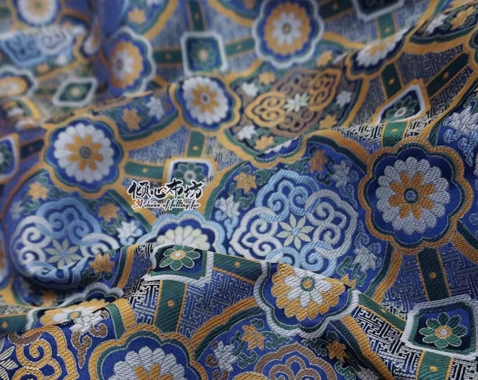 59"W Song Brocade blessings and treasures Silk Brocade, Emperor Tibetan robe, cheongsam, sewing, Upholstery, Quilting and drapery fabric