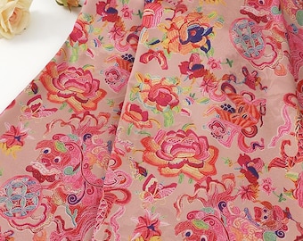 59"W ancient painting Tea silk satin fabric, Digital print, 3 pattern, Upholstery, Decor, Costume, Curtain, bag, Sewing, drapery, DIY/Fabric