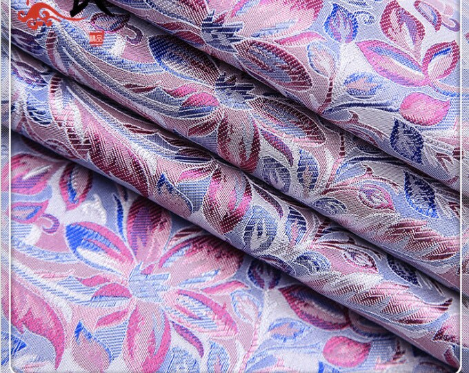 45" Width Silk Brocade Fabric Dahlia Design, 10 Colors Chinese Fabric By 1 Meter on SALE, Upholstery and Cheongsam Sewing fabric