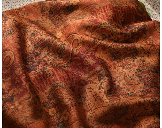 Dunhuang Pattern Cotton Sateen Fabric: Drapery, Upholstery, Costume - 55"W