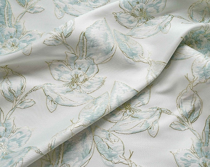 Gold thread flower jacquard fabric, 3D oil painting texture, designer fabric, Upholstery, Prom dress Sewing fabric, 57" W By 1 Meter on SALE