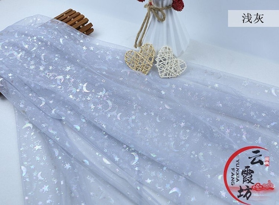 Symphony Foil Star and Moon Mesh Fabric, Wedding Costume  display picture 1