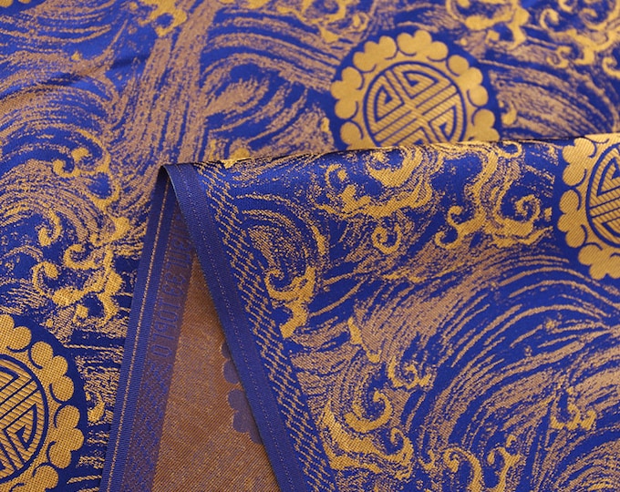 Mongolia Tibetan Plain Chinese Silk Brocade Fabric, 29.5"W, Upholstery, Decor, Costume, Curtain, Handbag, Sewing, Cheongsam/Fabric by 1meter