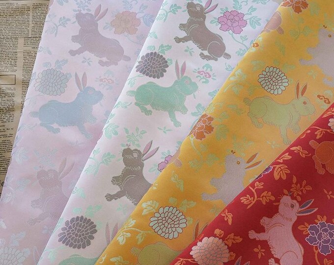 59"W 4 colors Song Brocade Chinese Wishful rabbit Brocade, Emperor Tibetan robe, cheongsam, spinning Fabric, silk rayon sewing, Quilting