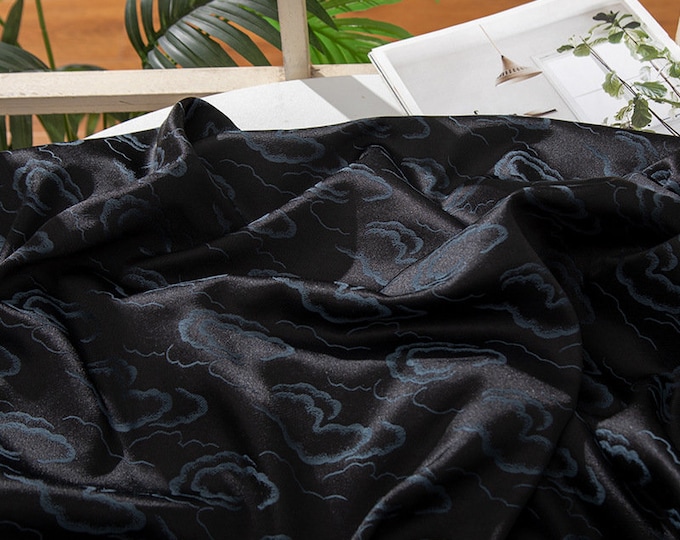 59"Width Nishijin Ori Brocade Satin Fabric With Cloud flowers| Japanese Style Home Decor, Chinese Sewing Brocade, Upholstery, drapery/fabric
