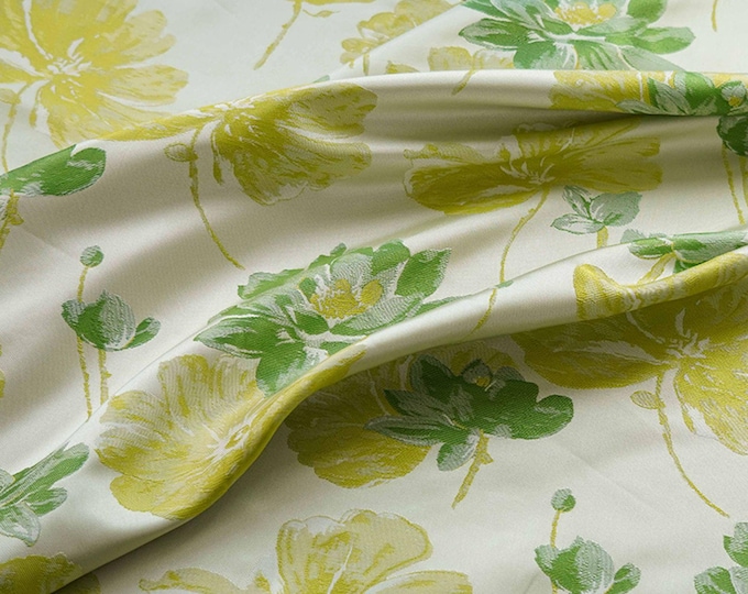 59“W Retro Palace Jacquard Dress Fabric - Damask Deco Fabric by the Meter, Upholstery, Quilting, Sewing, drapery & bookbinding, DIY/ fabric