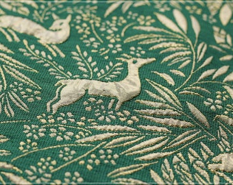 Gold thread jacquard fabric, Green 3D designer fabric, Prom Fabric, Sewing fabric, prom fabric, 55" W By 1 Meter on SALE
