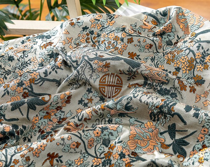 Soft and Breathable Jacquard Gold embossed 3D fabric, designer fabric, Upholstery, Prom dress and Sewing fabric, 59" W By 1 Meter on SALE