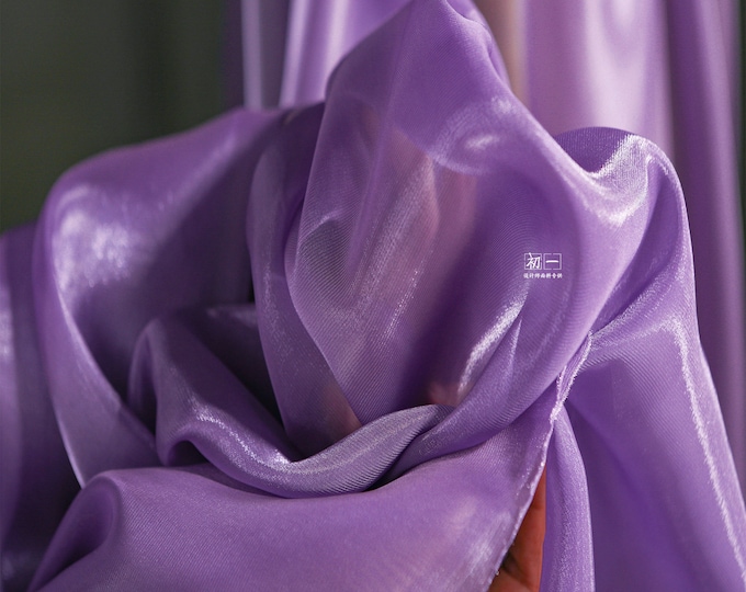 Water light Purple/Gold Organza fabric, 55"W Designer Fabric, Decor, Wedding, Dolls, Events, Dress, Cosplay, Stiff shape & Texture/fabric