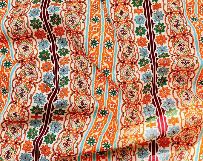 Hand printed 100% cotton fabric, Sewing Fabric for Dress, Cheongsam, decor, Upholstery, Quilting and Sewing, Indian fabric sell by Meter
