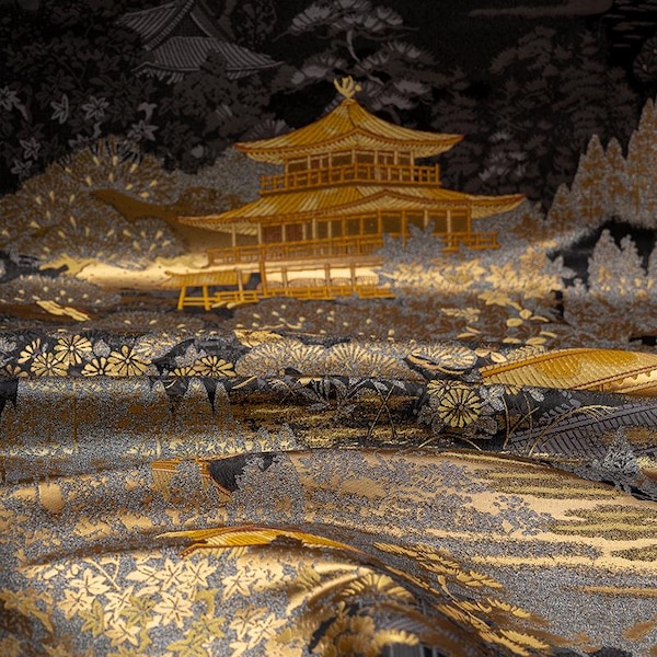 Nishijinori Jacquardbrokadtyg på metervara: Japanskt blommigt sömnadsmaterial, 137 cm brett