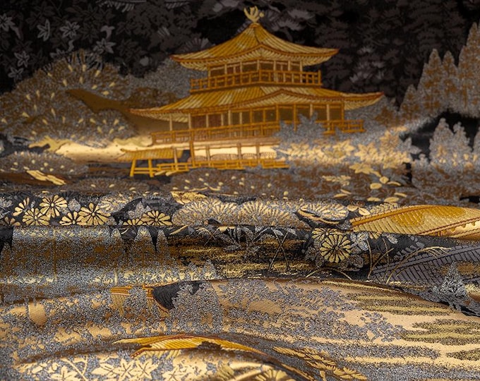 Japanese Nishijinori Ancient Architecture Flowers Jacquard Brocade Fabric, Floral Curtain/Dress DIY Sewing Fabric, Home Furniture Fabric