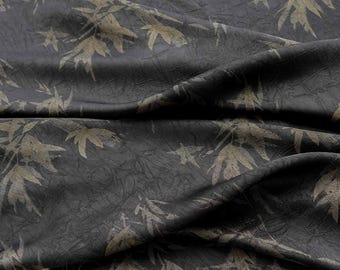 Bamboo Leaf Print Satin Rayon Fabric: Drapey Sewing Material