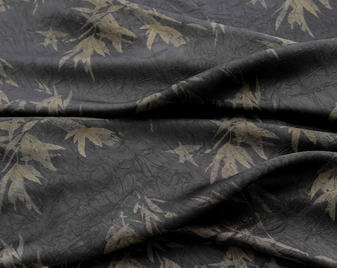 Bamboo Leaf Print Satin Rayon Fabric: Drapey Sewing Material