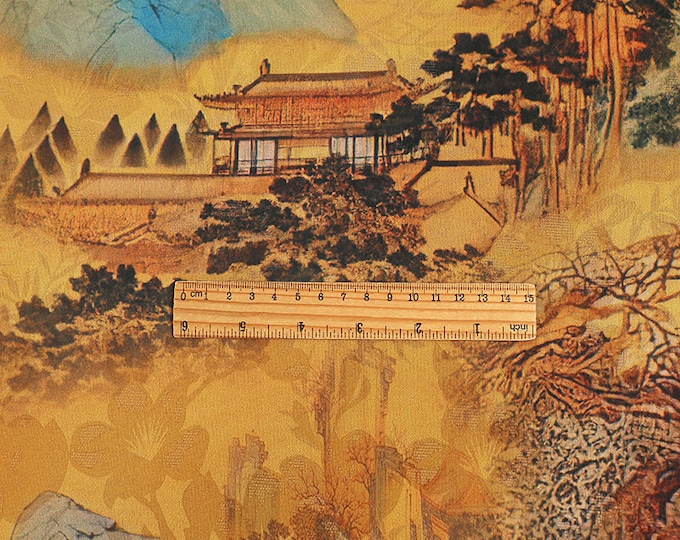 59"W Tang Dynasty famous paintings silk fabric, Digital print, Cosplay, Sewing, Upholstery, Decor, Costume, Curtain, Handbag, Apparel/Fabric