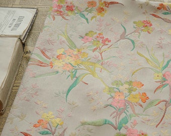 63"W soft florets fabric, Silk Brocade Fabric, Upholstery, Decor, Costume, Curtain, bag, Sewing, bouquet wrapping, DIY/Fabric by the meter