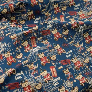 Jacquardtyg med tecknad björn, 60/40 polyester/bomull, 135 cm bred bild 6