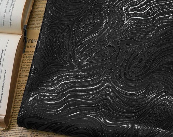 55"w gold & black running water jacquard fabric, 3D texture two sides mercerized oil painting, DIY clothing, quilting, DIY designer fabric