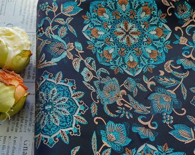 Luxury Iridescent Floral Jacquard with Gold Threads – Fashion & Craft Fabric, 65"Wide