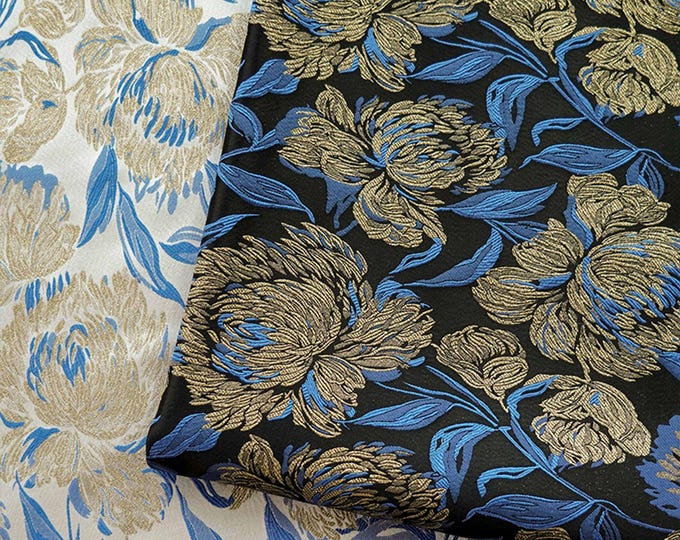 Gold thread jacquard fabric, Vintage Palace 3D designer fabric, Prom, Sewing, drapery, Decor, Quilting, DIY, Handbag fabric, 62"W By 1 Meter