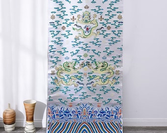 Double Dragon Silk Brocade Fabric: Chinese Cheongsam Wedding Pattern