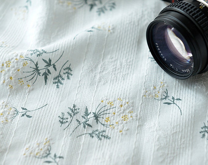 Japanese style embroidery Fabric, 100% Cotton, Sewing, Dress, Kimono, decor, Upholstery, Costume, handbag, DIY, Nursery/fabric,  by 1meter