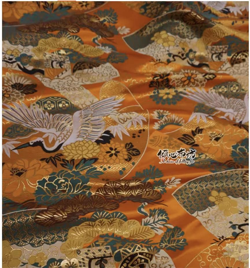 Japanese Kirin Silk Brocade Fabric: Colorful Nishijin Woven