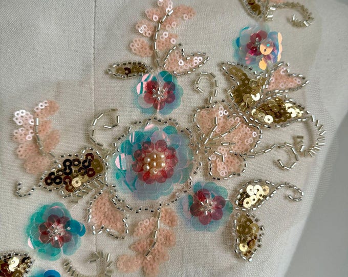 3D Floral Appliques with Diamond Sequins - Mesh Embroidered Cloth Stickers for DIY Crafts, Dance Costume Decorations, and Lace Accessories