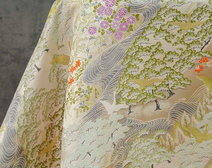 Jacquard Upholstery Fabric: Chinese Painting Pattern, Gold Thread (59" Wide, By The Meter)