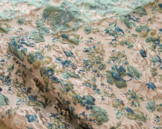 Vintage french jacquard fabric, 3D oil painting texture, designer fabric, Upholstery, Prom dress & Sewing fabric, 53" W By 1 Meter on SALE