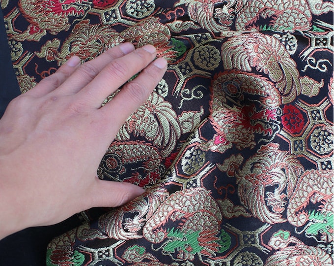 29.5" n 59"W Nishijin Japanese Flower Fabric, Modern Japanese Jacquard silk brocade by the meter, High-end high-precision brocade for sewing