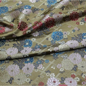 Japanese Fabric, Modern Japanese Floral Jacquard silk brocade by the meter, 29.5 Width, 5 colors On SALE image 7