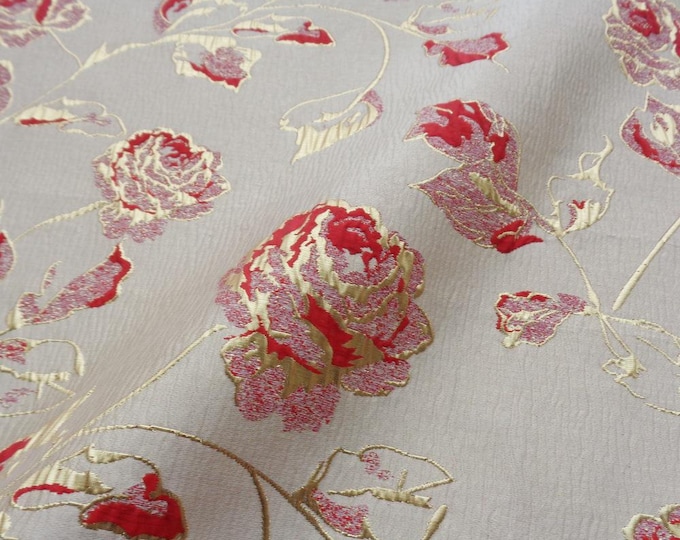 Magnolia Gold Foil Jacquard Fabric - Stunning Floral Upholstery & Quilting Fabric, 56"W, 4 Colors Available, On Sale!
