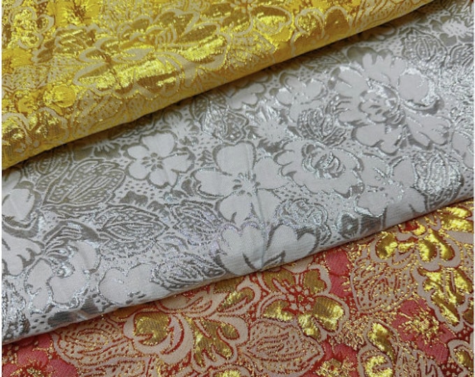 Gold thread jacquard fabric, 3D oil painting stiff texture, designer fabric, Upholstery, Prom dress, bag, Sewing/ fabric, 59" W By 1 Meter