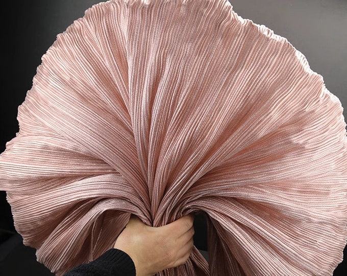 Shiny crinkled-textured pleated organza fabric, 55" Wide Designer Fabric, Wedding, Gowns, Crafts, Events, Stiff shape and Texture fabric