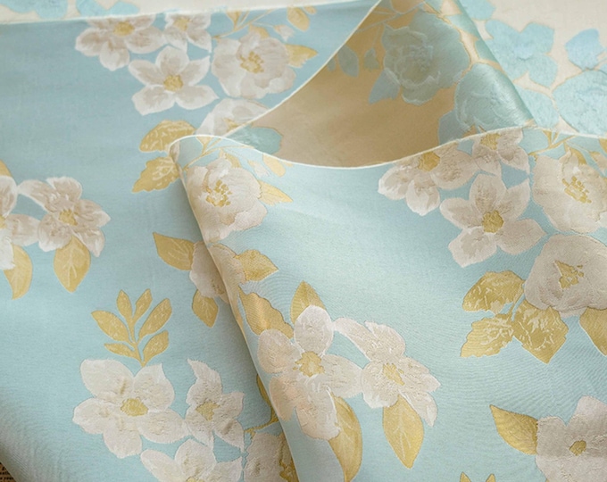 65“W Retro Palace Jacquard Dress Fabric - Damask Deco Fabric by the Meter, Upholstery, Quilting, Sewing, drapery & bookbinding, DIY/ fabric