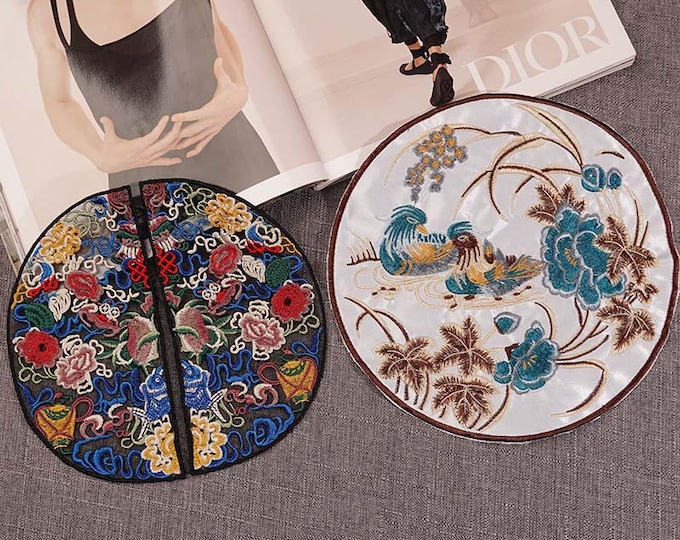 Round ethnic style floral patch, clothing decor patch, embroidered patch, Clothing, dress, children's clothing, accessories, cosplay