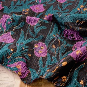 Goldfaden Jacquard Stoff, Retro golden 3D Tulpe, Designerstoff, Polster, Decke, Kostüm, Tasche, Nähen/Stoff von Meter, 56"W