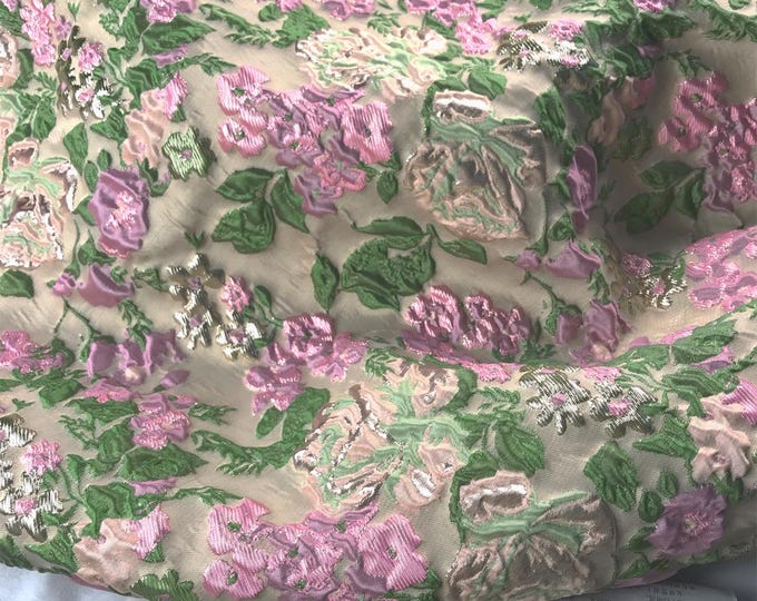 Gold Thread Embossed Jacquard Fabric – Floral Bubble Dress Material, 55" Wide