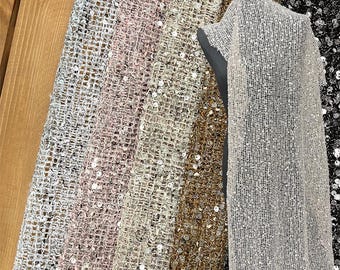 5mm Crystal Sequin Mesh Embroidery Fabric – Sparkling Material for Costumes, DIY Projects, Luggage & Apparel, Doll Making fabric by yard