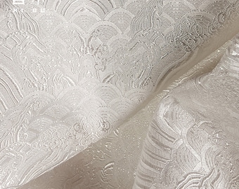 29.5" and 59" Width Pure White Metallic 6 Patterns Traditional Silk Brocade Fabric On SALE, sell by the Meter,Upholstery and Sewing fabric