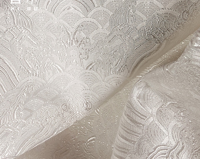 29.5" and 59" Width Pure White Metallic 6 Patterns Traditional Silk Brocade Fabric On SALE, sell by the Meter,Upholstery and Sewing fabric