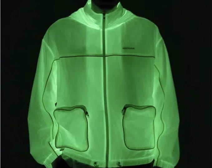 Midnight Green Laser Luminous reflective fluorescent fabric, DIY fabric, 59"W, Water proof retro-reflective coating, tear resisting fabric