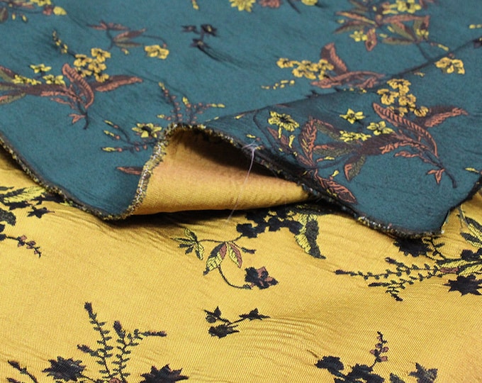 57"W Metallic Brocade Fabric Damask Jacquard Satin Fabric, Brocade Fabrics, Upholstery, Quilting and Sewing fabric, Sofa Curtain by the yard