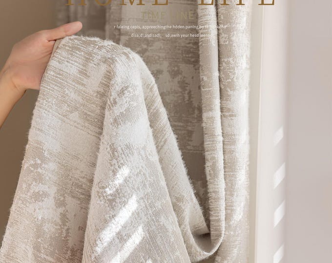 Thick Chenille Jacquard Fabric – Blackout Drapery Material for Curtains & Tablecloths, 114” Height, Sold by the Meter (Continuous Widths)