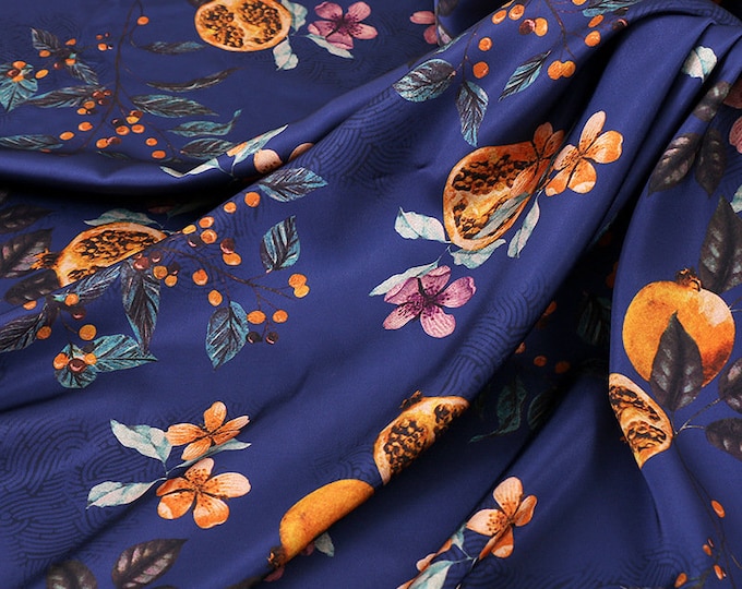 59"W silk damask fabric, Digital print, 3 colors, Sewing, Dress, Upholstery, Decor, Costume, Curtain, handbag, Sewing, night gown/Fabric