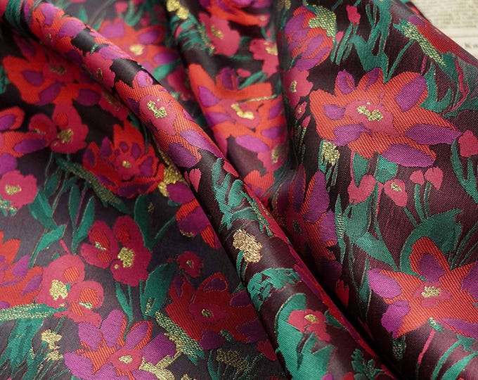 Gold thread jacquard fabric, 3D texture, designer fabric, summer Leaves, Upholstery, Prom dress & Sewing fabric, 65" W By one Meter, SALE