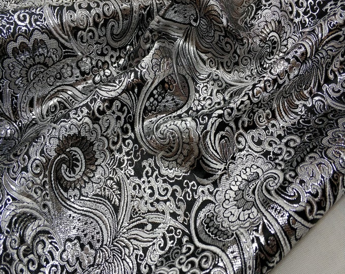 Satin Brocade fabric Silver 29.5" Width Fabric, Home decor, Upholstery Cushion cover Pillow case, Bustiers suit cheongsam Qipao