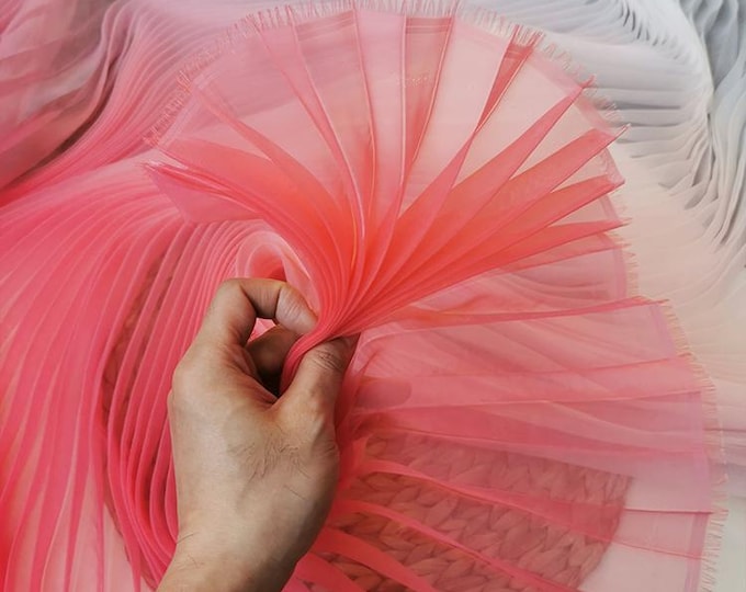 Gradient-colored organza with a pressed wrinkle effect, 59"W 3 Colors Designer Fabric, Wedding, Gowns, Dress, Crafts, Events, Drapes fabric